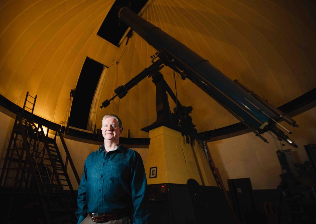 Dan Fennessy in front of the historic McCormick Refractor